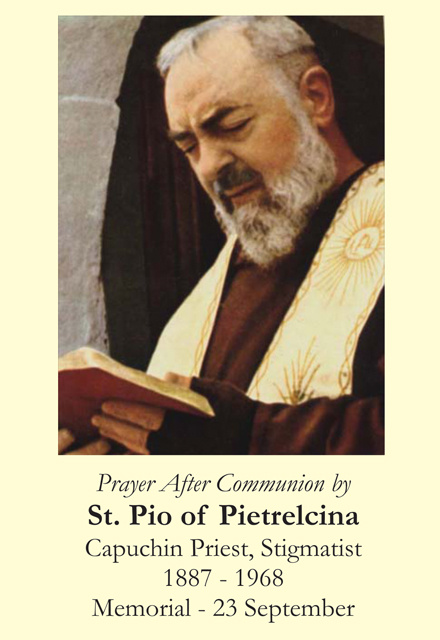 St. Padre Pio Prayer After Communion Card